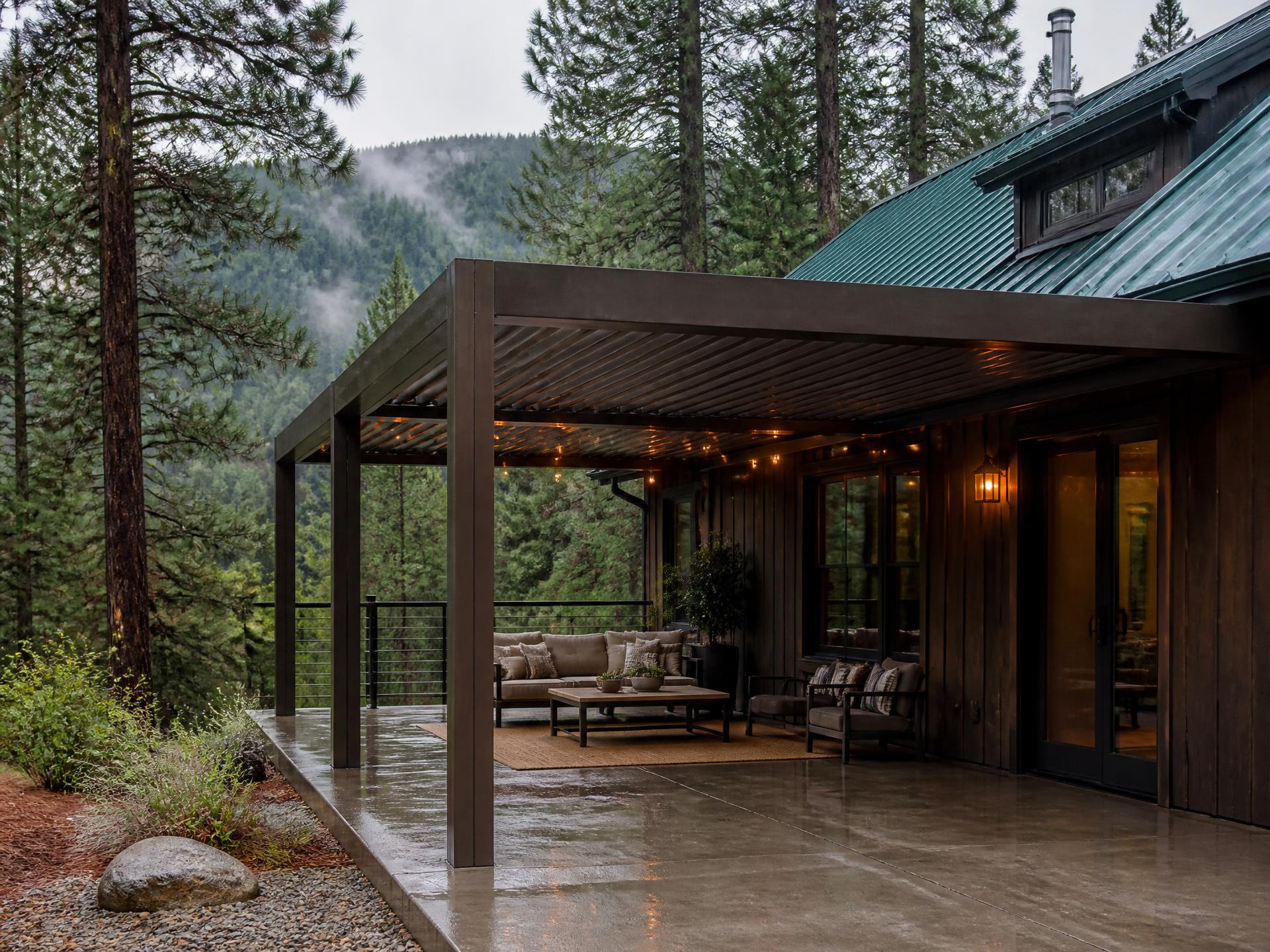 Custom louvered aluminum patio cover installed on a home in North Fork, CA
