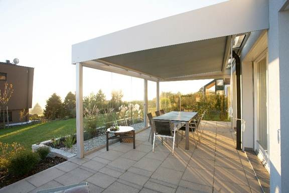 Custom louvered aluminum patio cover installed on a home in Squaw Valley, CA