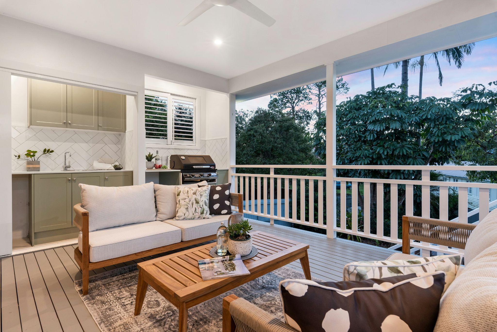 A covered patio with louvered roof systems in Prather for outdoor living.