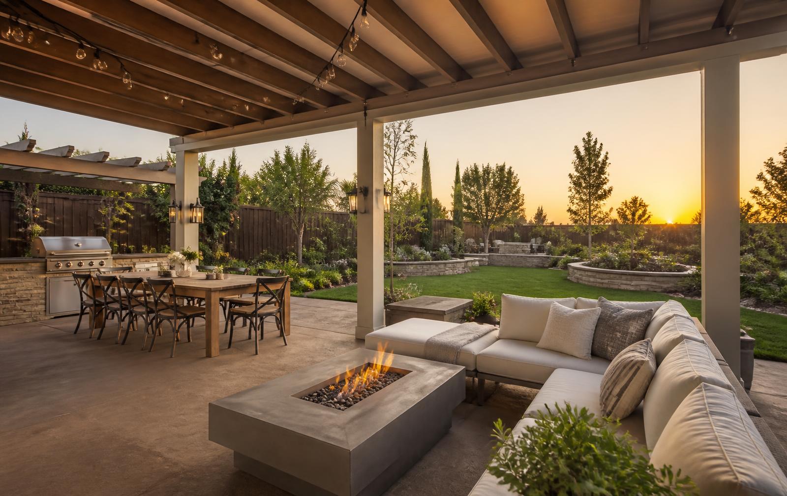 Outdoor living space with patio cover